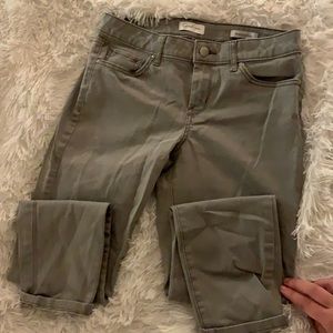 Light green rolled skinny crop jeans